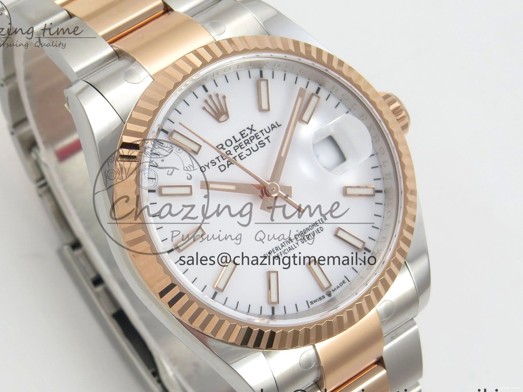 0415 DateJust 36 SS RG ARF 1:1 Best Edition 904L Steel White Stick Dial on Oyster Bracelet SH FashionForward 84